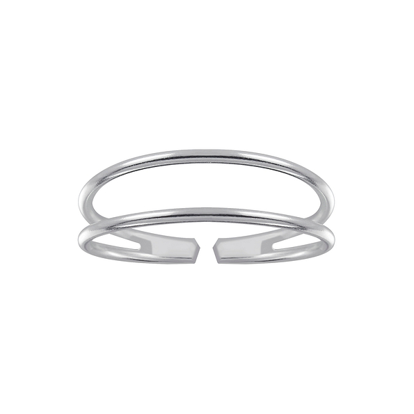 Silver Double Line Ring - 3587
