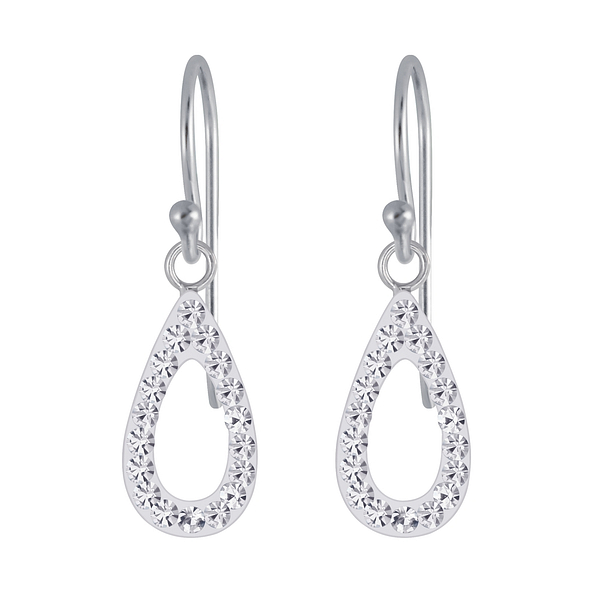 Silver Tear Drop Crystal Earring - 4057