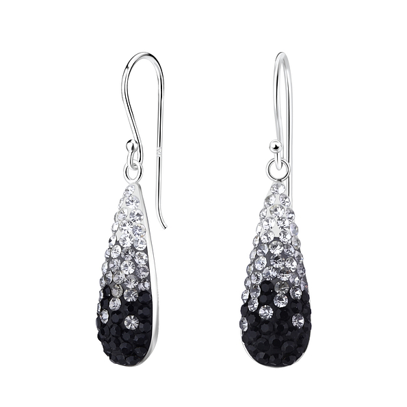 Silver Crystal Drop Earrings - 4190