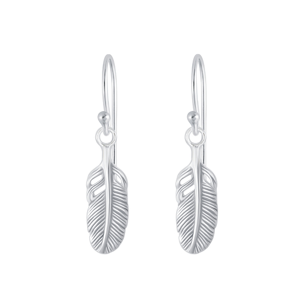 Silver Feather Earrings - 4193
