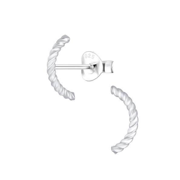 Silver Wire Stud Earrings - 4113