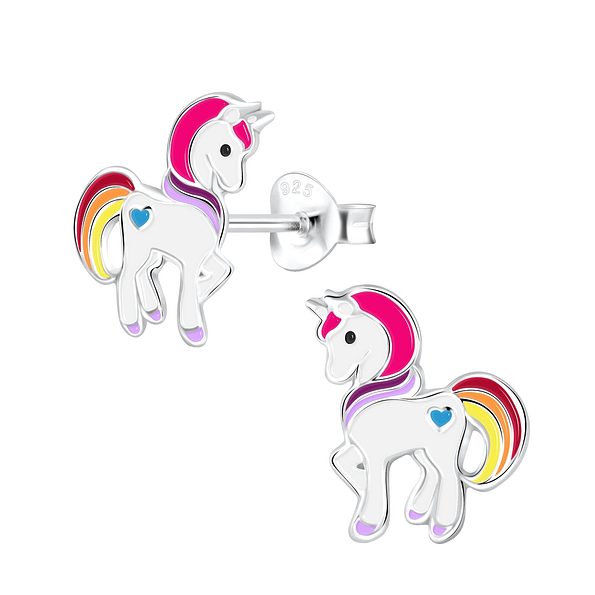 Silver Unicorn Stud Earrings - 4013