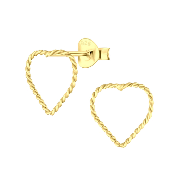 Silver Heart Twist Stud Earrings - 4172