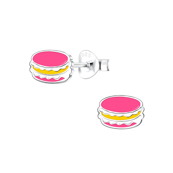 Silver Macaron Stud Earrings - 3851