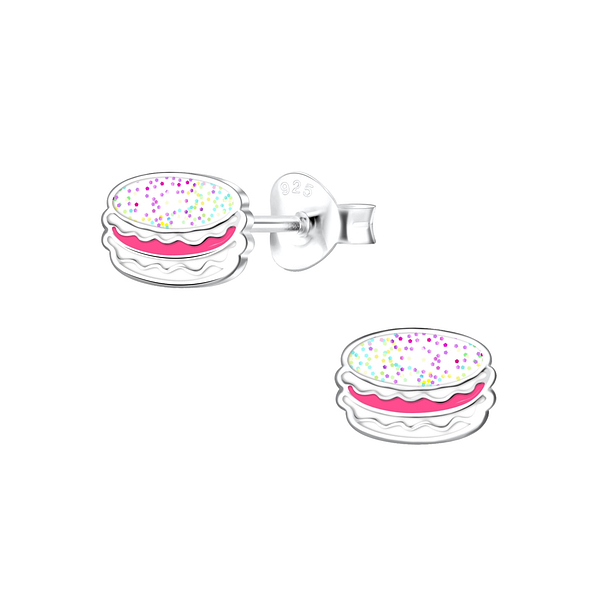 Silver Macaron Stud Earrings - 3849