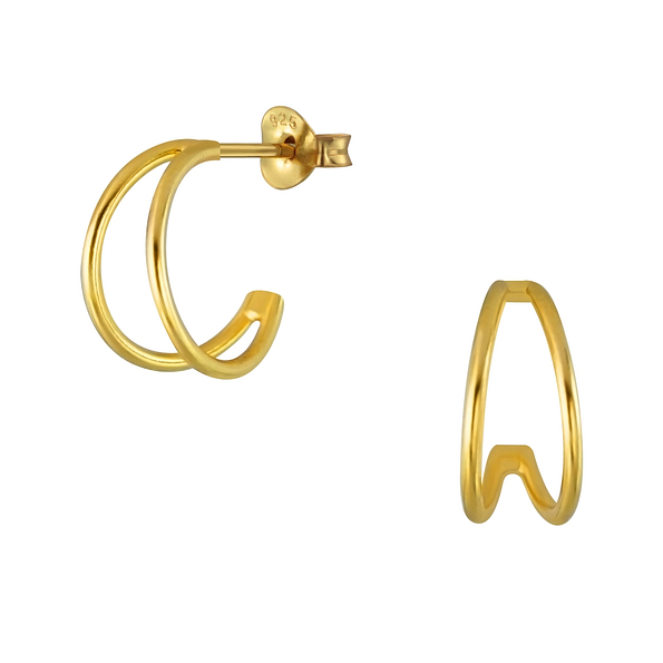 Silver Half Hoop Stud Earrings - 3886 Silver Half Hoop Stud Earrings - 3886