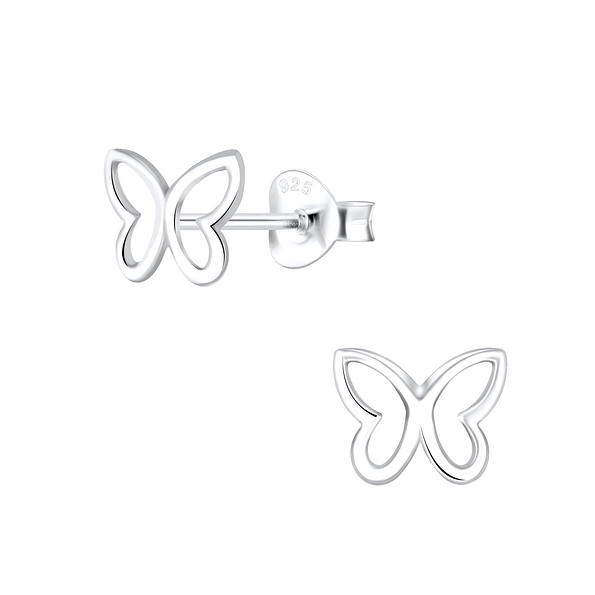Silver Butterfly Stud Earring - 4046