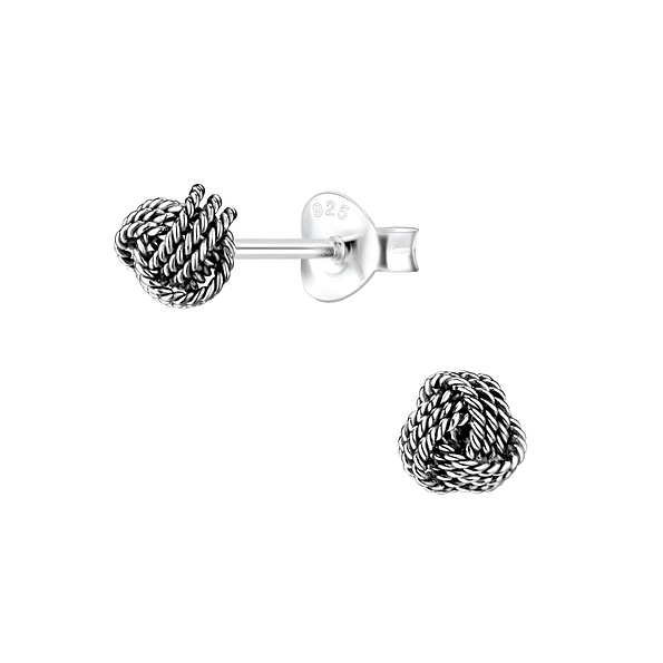 5mm Silver Knot Stud Earrings - 1124