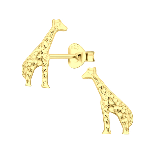 Silver Giraffe Stud Earrings - 6420