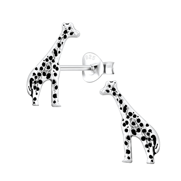 Silver Giraffe Stud Earrings - 4247