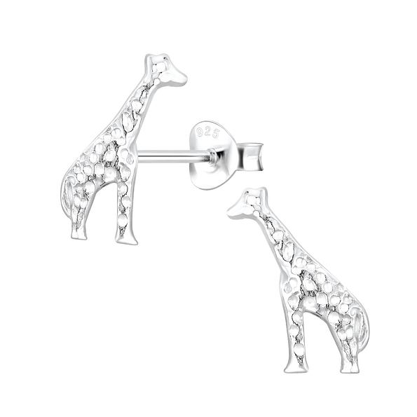 Silver Giraffe Stud Earrings - 4248
