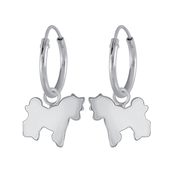 Silver Unicorn Charm Hoop Earrings - 3887