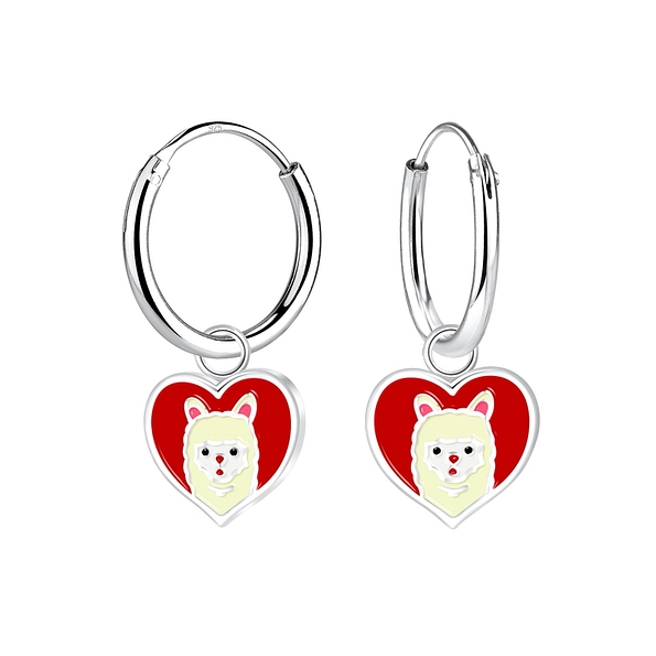 Silver Llama Charm Hoop Earrings - 3859 Silver Llama Charm Hoop Earrings - 3859