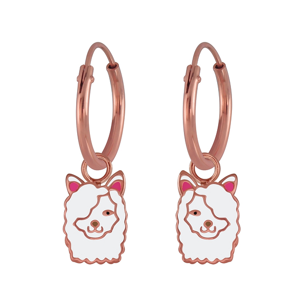 Silver Llama Charm Hoop Earrings - 3952