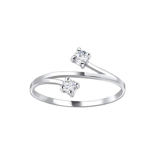 Silver Two Stone Silver Ring - 4062 Silver Two Stone Silver Ring - 4062