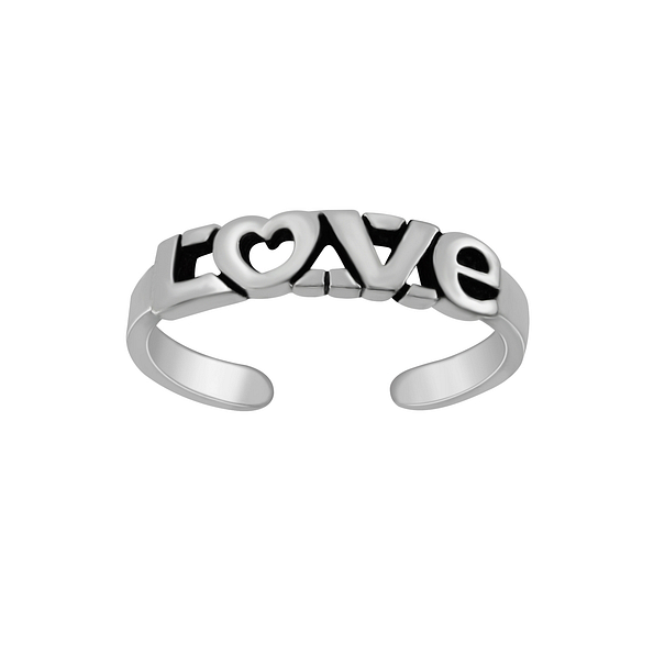 Silver Love Adjustable Toe Ring - 3737
