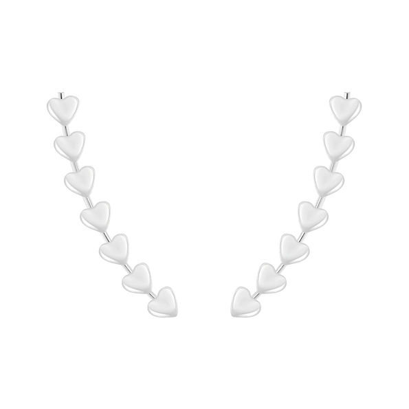 Silver Heart Ear Climbers - 4278