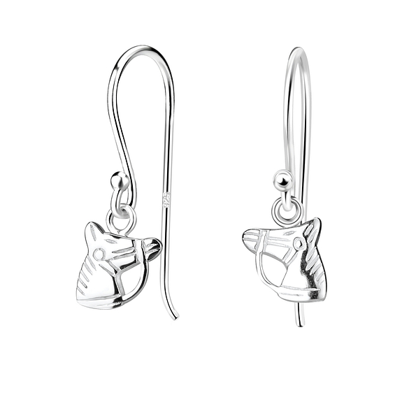 Silver Horse Head Earrings - 6555