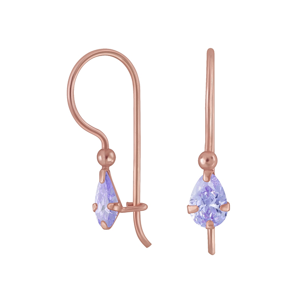4X6mm Pear Cubic Zirconia Silver Earrings - 4446
