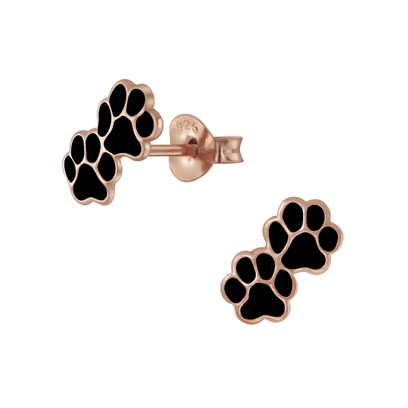 Silver Paw Print Stud Earrings - 4578