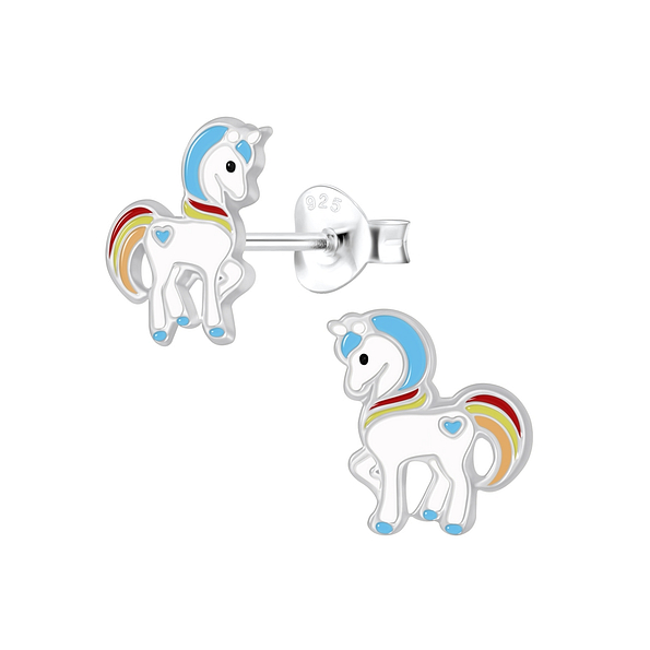 Silver Unicorn Stud Earrings - 4084