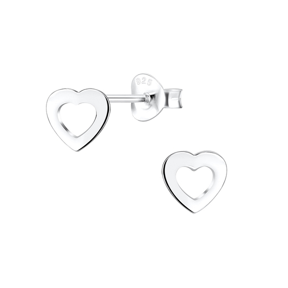 Silver Heart Stud Earrings - 4721