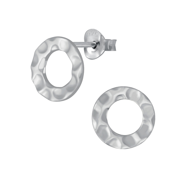 Silver Circle Stud Earrings - 4376