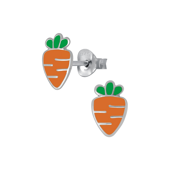 Silver Carrot Stud Earrings - 4252
