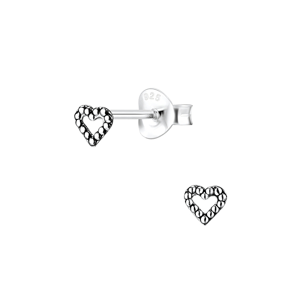 Silver Heart Stud Earrings - 4349