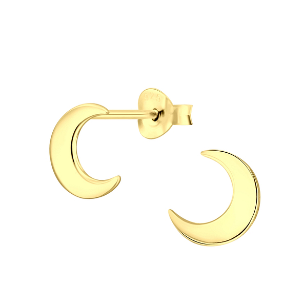 Silver Moon Stud Earrings - 5802