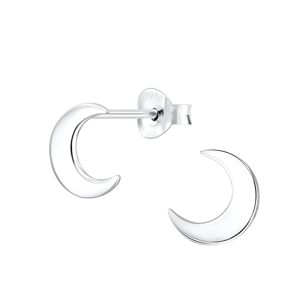Silver Moon Stud Earrings - 4524
