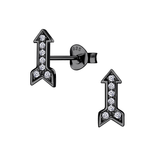 Silver Arrow Cubic Zirconia Stud Earrings - 6417