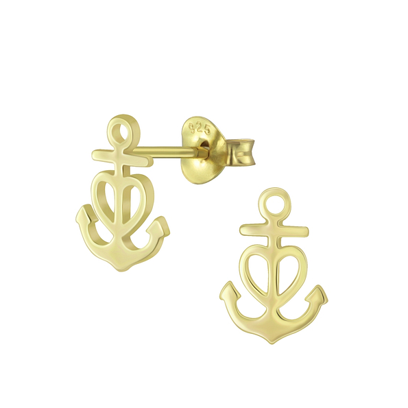 Silver Anchor Stud Earrings - 6468