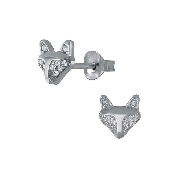 Silver Fox Stud Earrings - 4517