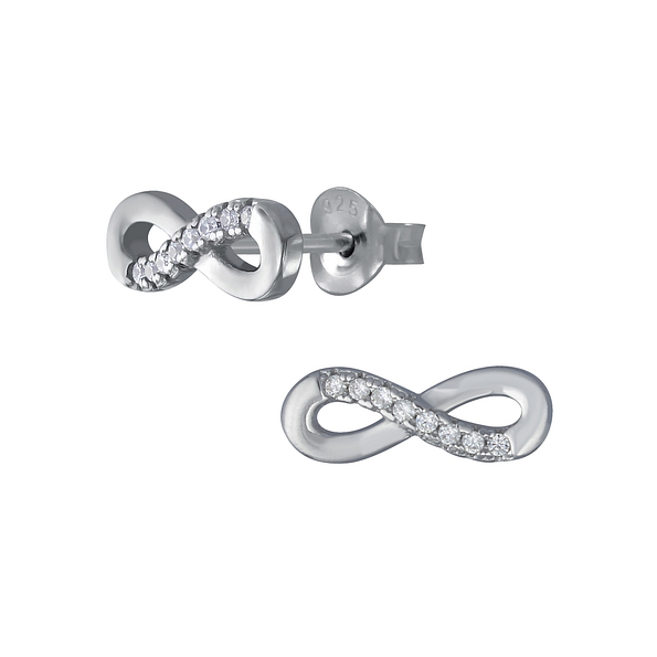 Silver Infinity Stud Earrings - 4505