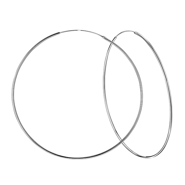 80mm Silver Hoop Earrings - 4487