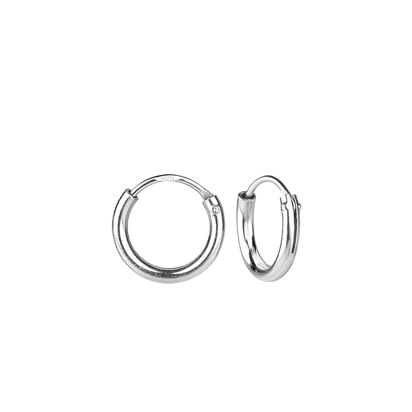 10mm Silver Hoop Earrings - 4466