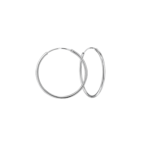 35mm Silver Hoop Earrings - 4470