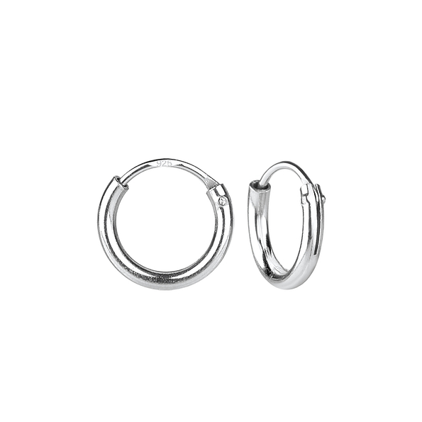 12mm Silver Thick Hoop Earrings - 4485 12mm Silver Thick Hoop Earrings - 4485
