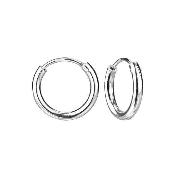 14mm Silver Thick Hoop Earrings - 4480