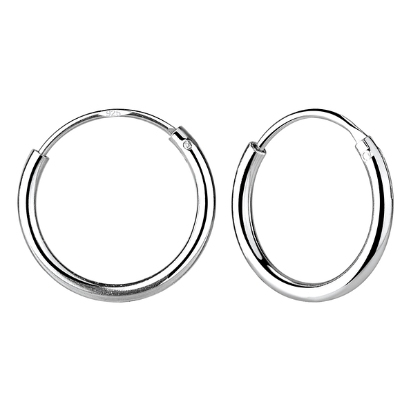 18mm Silver Thick Hoop Earrings - 4488