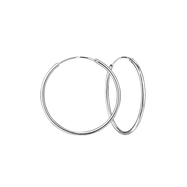 40mm Silver Thick Hoop Earrings - 4491