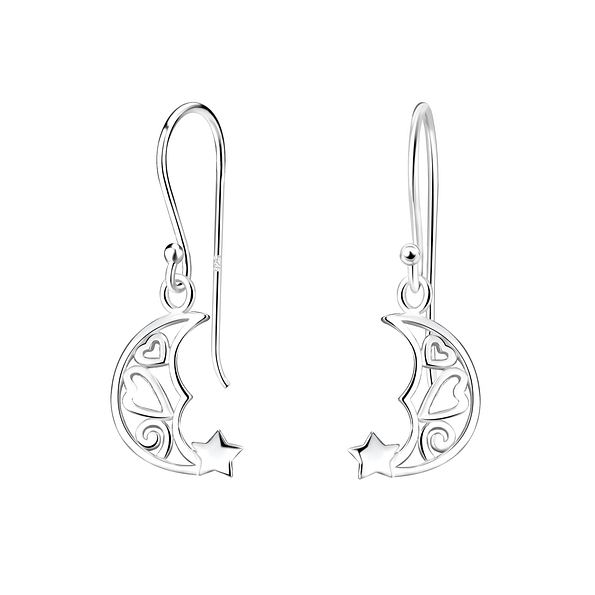 Silver Moon Earrings - 4539