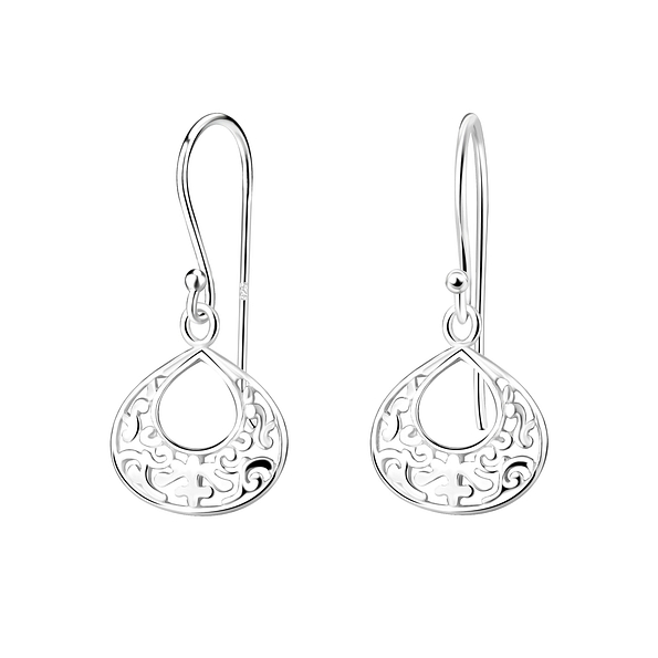 Silver Filigree Earrings - 5176