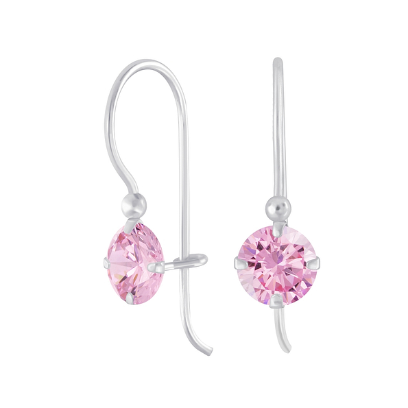 6mm Round Cubic Zirconia Silver Earrings - 5118