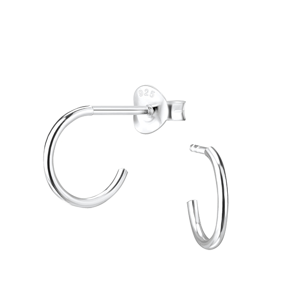 Silver Half Hoop Stud Earrings - 4965