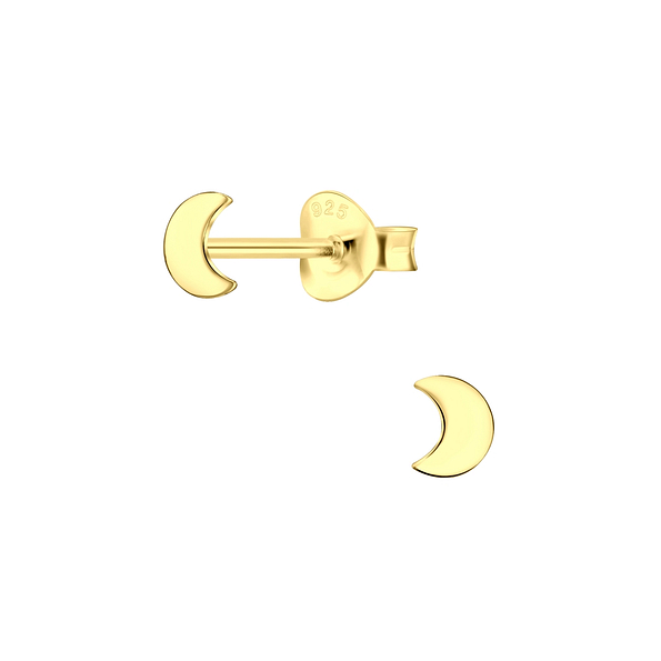 Silver Moon Stud Earrings - 4771