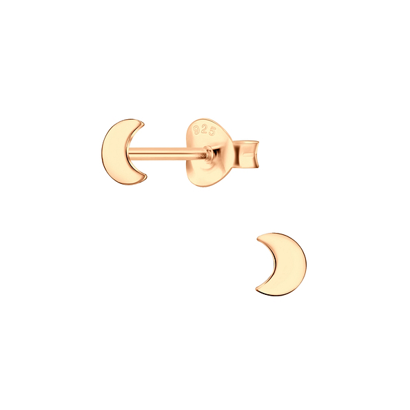 Silver Moon Stud Earrings - 4772