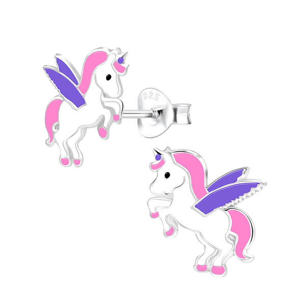 Silver Unicorn Stud Earrings - 1942