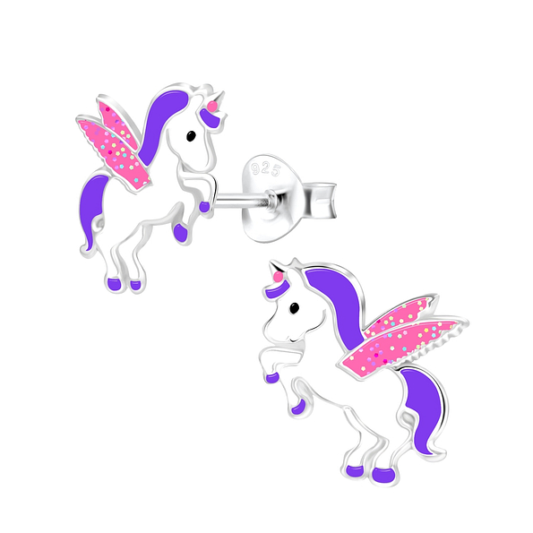 Silver Unicorn Stud Earrings - 1943